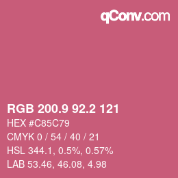 カラーコード: RGB 200.9 92.2 121 | qconv.com