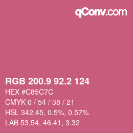 カラーコード: RGB 200.9 92.2 124 | qconv.com