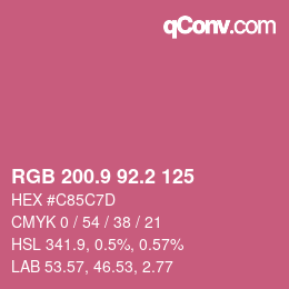 カラーコード: RGB 200.9 92.2 125 | qconv.com