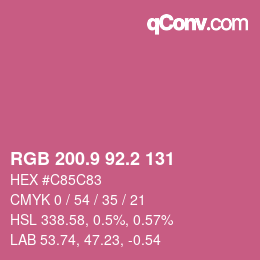 カラーコード: RGB 200.9 92.2 131 | qconv.com