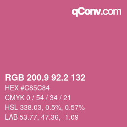 カラーコード: RGB 200.9 92.2 132 | qconv.com