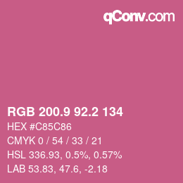 カラーコード: RGB 200.9 92.2 134 | qconv.com