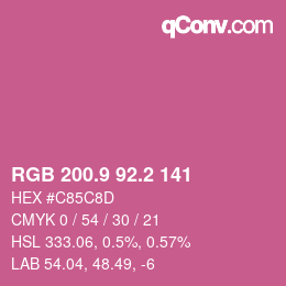 カラーコード: RGB 200.9 92.2 141 | qconv.com