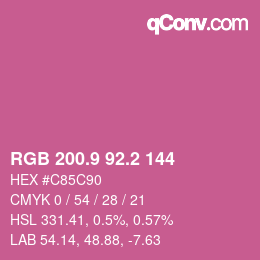 カラーコード: RGB 200.9 92.2 144 | qconv.com