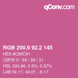 カラーコード: RGB 200.9 92.2 145 | qconv.com
