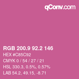 カラーコード: RGB 200.9 92.2 146 | qconv.com