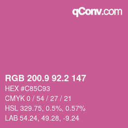 カラーコード: RGB 200.9 92.2 147 | qconv.com