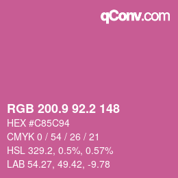 カラーコード: RGB 200.9 92.2 148 | qconv.com