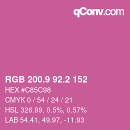 カラーコード: RGB 200.9 92.2 152 | qconv.com