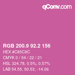 カラーコード: RGB 200.9 92.2 156 | qconv.com