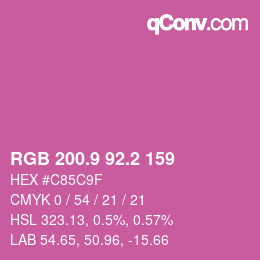 カラーコード: RGB 200.9 92.2 159 | qconv.com