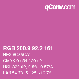 カラーコード: RGB 200.9 92.2 161 | qconv.com