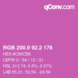 カラーコード: RGB 200.9 92.2 176 | qconv.com