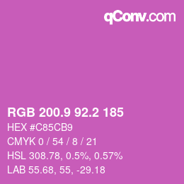 カラーコード: RGB 200.9 92.2 185 | qconv.com