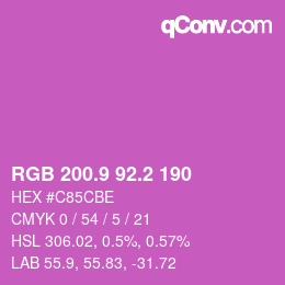 カラーコード: RGB 200.9 92.2 190 | qconv.com