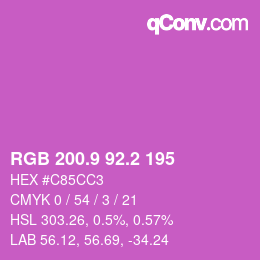 カラーコード: RGB 200.9 92.2 195 | qconv.com