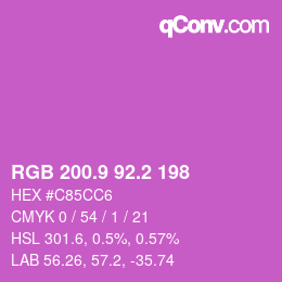 カラーコード: RGB 200.9 92.2 198 | qconv.com