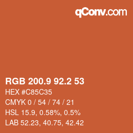 Color code: RGB 200.9 92.2 53 | qconv.com