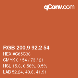 カラーコード: RGB 200.9 92.2 54 | qconv.com