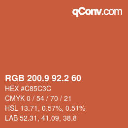 Color code: RGB 200.9 92.2 60 | qconv.com