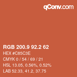 Farbcode: RGB 200.9 92.2 62 | qconv.com