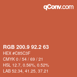 カラーコード: RGB 200.9 92.2 63 | qconv.com