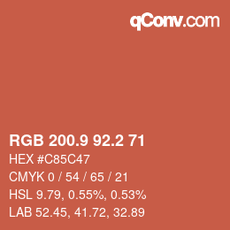 Color code: RGB 200.9 92.2 71 | qconv.com