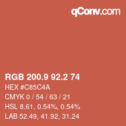 カラーコード: RGB 200.9 92.2 74 | qconv.com