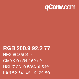 Color code: RGB 200.9 92.2 77 | qconv.com
