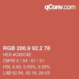 カラーコード: RGB 200.9 92.2 78 | qconv.com