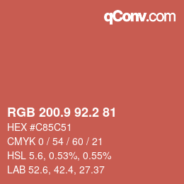 Color code: RGB 200.9 92.2 81 | qconv.com