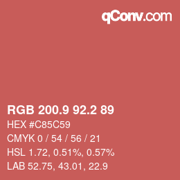 カラーコード: RGB 200.9 92.2 89 | qconv.com