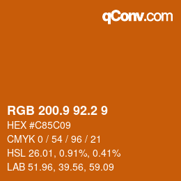 カラーコード: RGB 200.9 92.2 9 | qconv.com