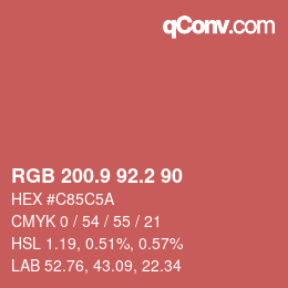Color code: RGB 200.9 92.2 90 | qconv.com