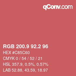 Color code: RGB 200.9 92.2 96 | qconv.com