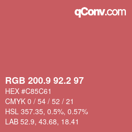 カラーコード: RGB 200.9 92.2 97 | qconv.com
