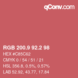 カラーコード: RGB 200.9 92.2 98 | qconv.com