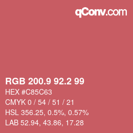 カラーコード: RGB 200.9 92.2 99 | qconv.com