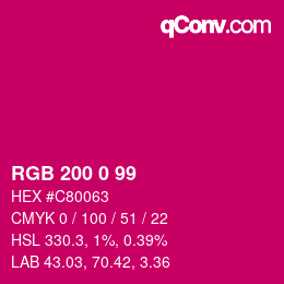 カラーコード: RGB 200 0 99 | qconv.com
