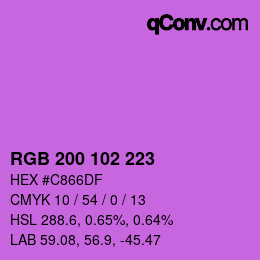 Color code: RGB 200 102 223 | qconv.com