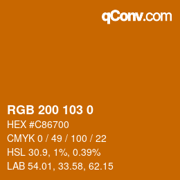 Color code: RGB 200 103 0 | qconv.com
