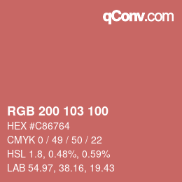 Color code: RGB 200 103 100 | qconv.com