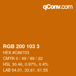 カラーコード: RGB 200 103 3 | qconv.com
