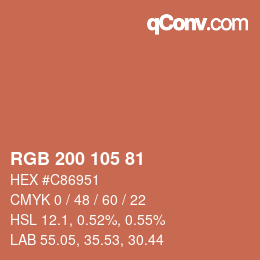 Color code: RGB 200 105 81 | qconv.com