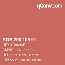 Color code: RGB 200 105 91 | qconv.com