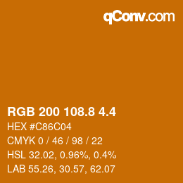 カラーコード: RGB 200 108.8 4.4 | qconv.com