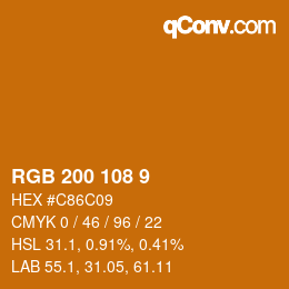 颜色代码: RGB 200 108 9 | qconv.com