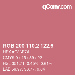カラーコード: RGB 200 110.2 122.6 | qconv.com