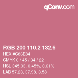 カラーコード: RGB 200 110.2 132.6 | qconv.com