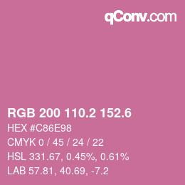 カラーコード: RGB 200 110.2 152.6 | qconv.com